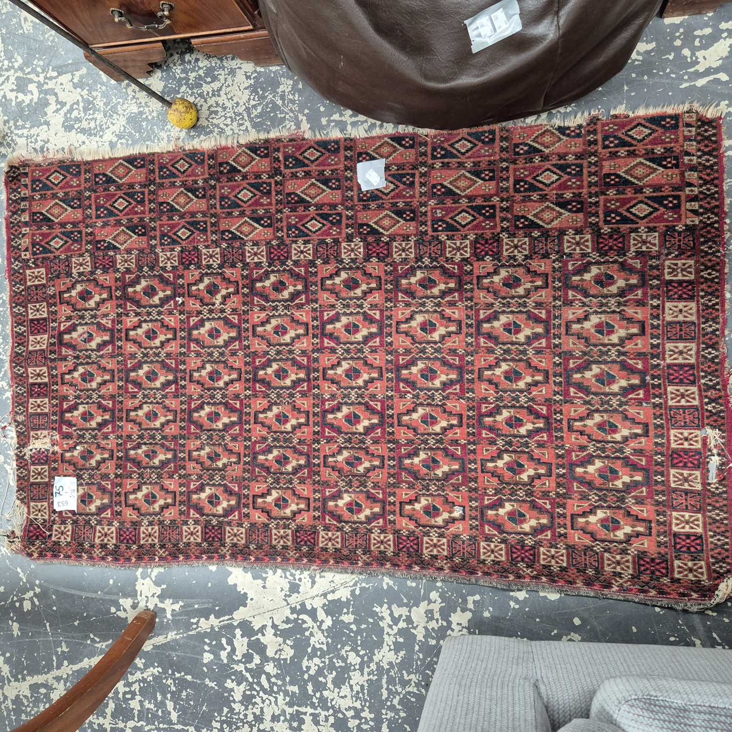 Lot 653 - An antique Turkiman bag face 126 x 75 cm