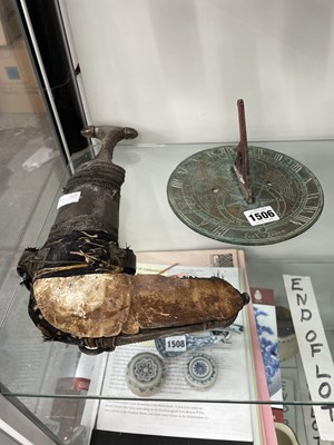 Lot 1506 - An Arabian dagger together with a bronze sundial
