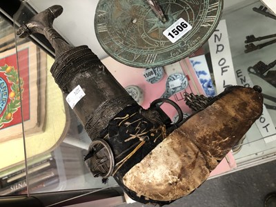 Lot 1506 - An Arabian dagger together with a bronze sundial