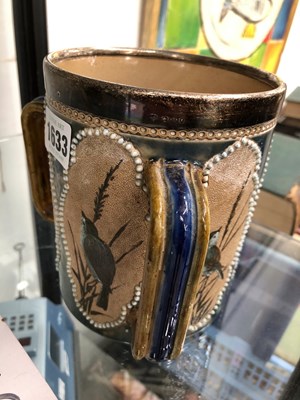 Lot 1633 - A silver rimmed Doulton Tyg decorated by...