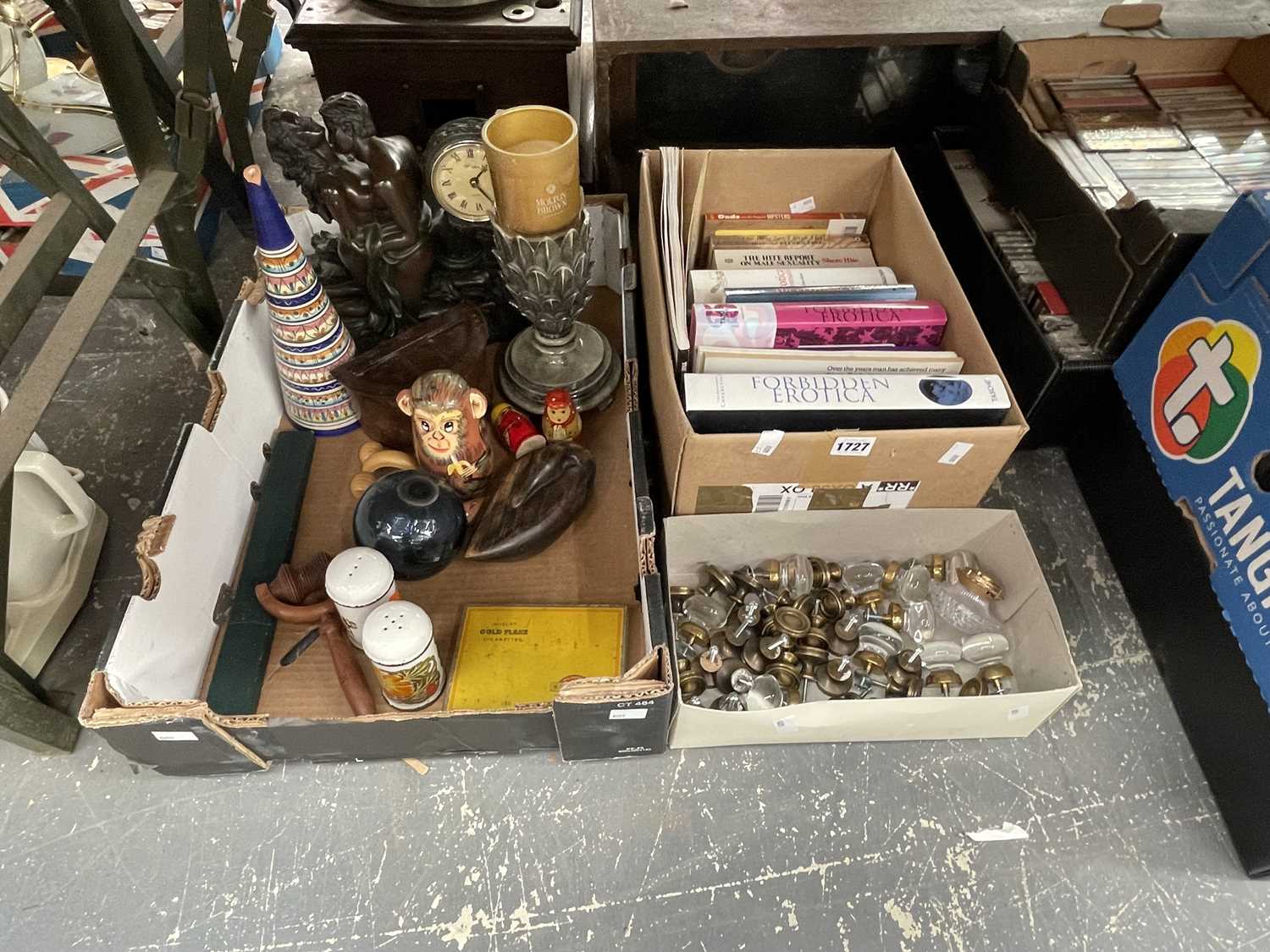 Lot 1727 - Adult books, Russian stacking dolls, a clock,...