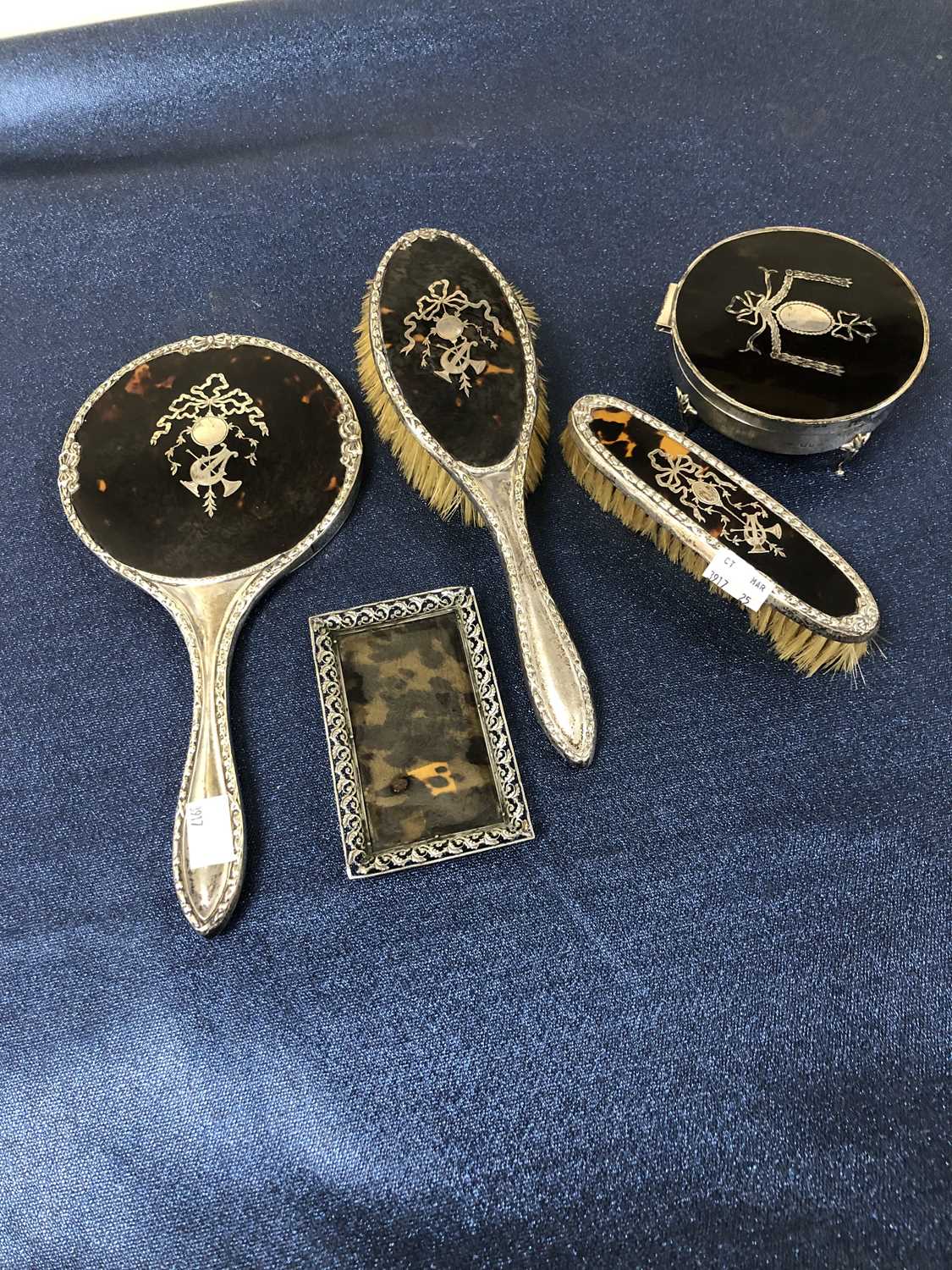 Lot 1070 - A Victorian five-piece hallmarked silver and...