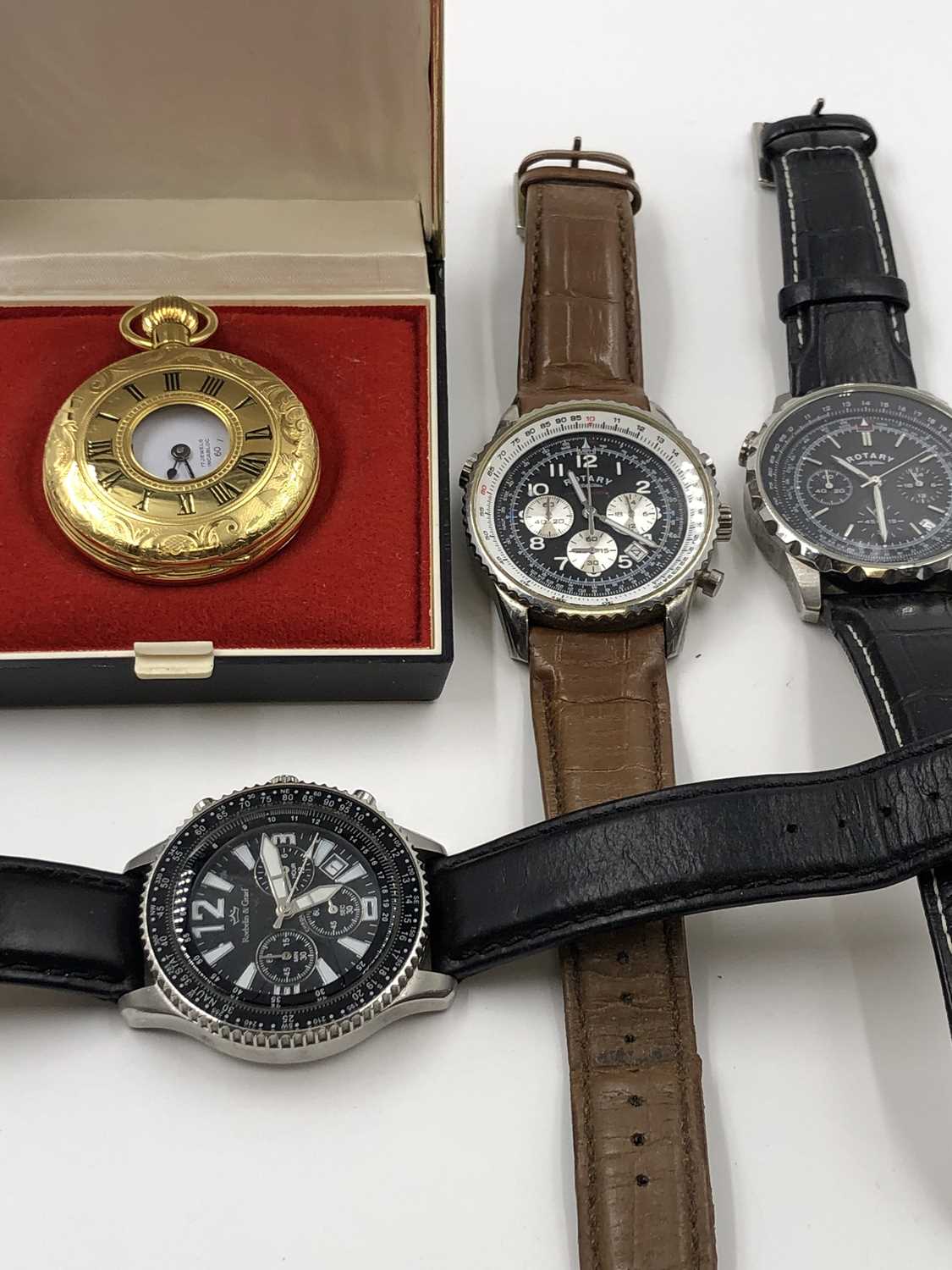 Lot 1053 - Two Rotary chronograph wristwatches, a further...