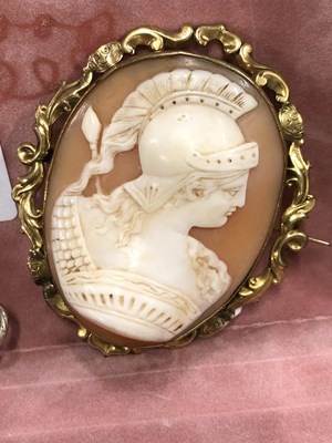 Lot 1001 - An antique oval portrait cameo brooch...