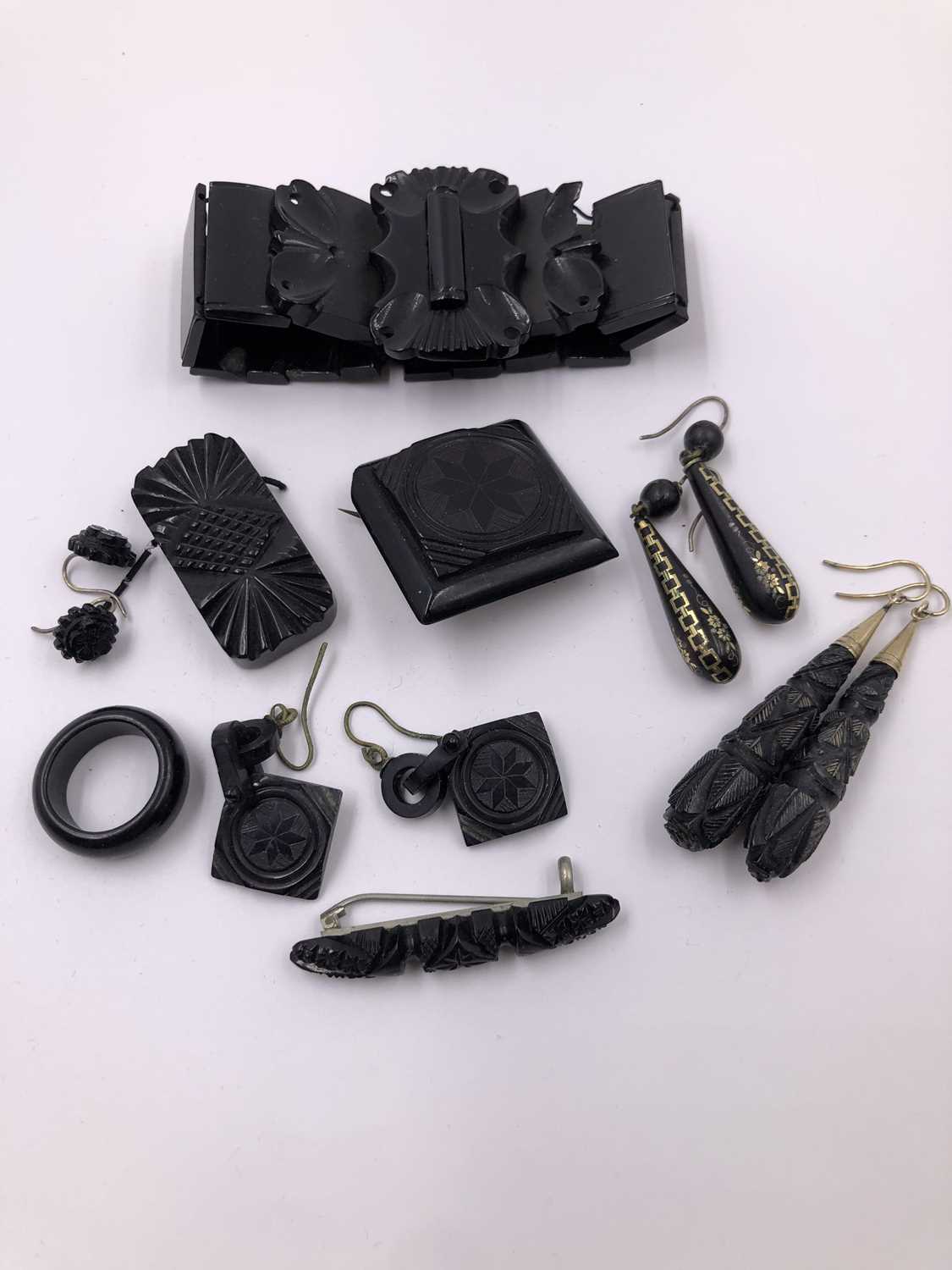 Lot 1023 - A collection of various black mourning-type...