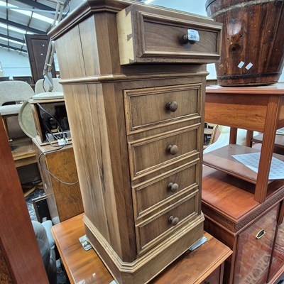 Lot 2240 - A French walnut marble topped bedside cabinet...