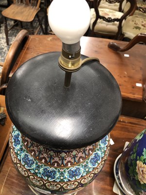 Lot 2245 - A pair of large decorative cloisonne table...