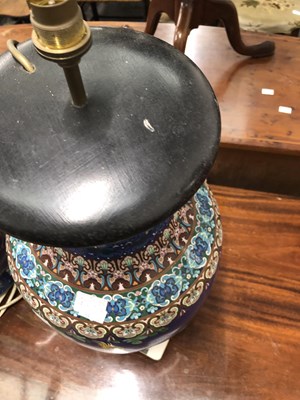 Lot 2245 - A pair of large decorative cloisonne table...