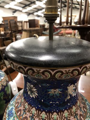 Lot 2245 - A pair of large decorative cloisonne table...