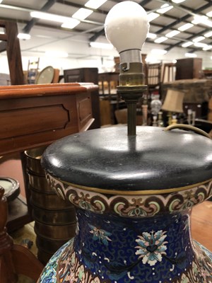 Lot 2245 - A pair of large decorative cloisonne table...
