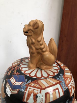 Lot 2247 - A pair of monumental Imari decorated lidded...