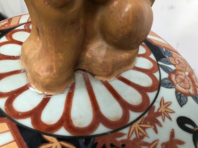 Lot 2247 - A pair of monumental Imari decorated lidded...