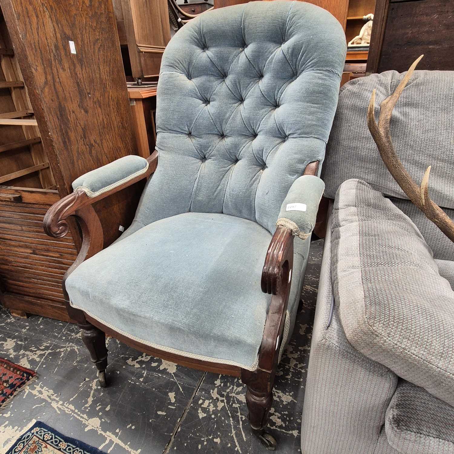 Lot 2257 - An early Victorian mahogany frame button back...