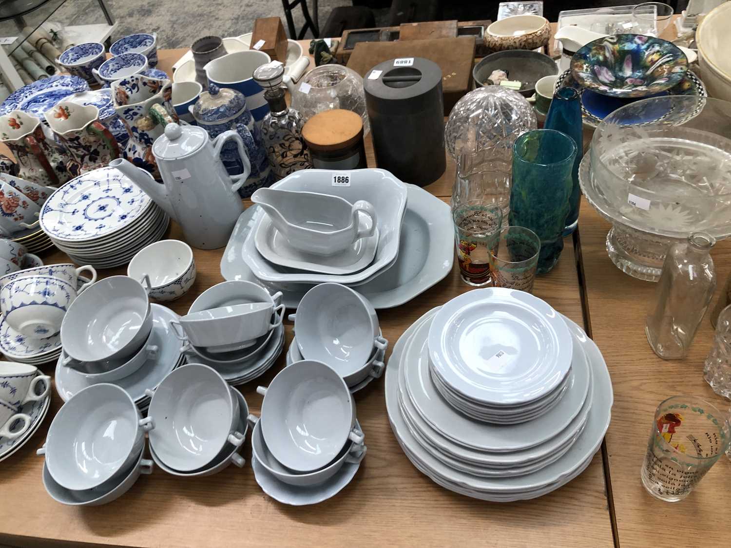 Lot 1886 - Glass tumblers and other glass, Spode and...