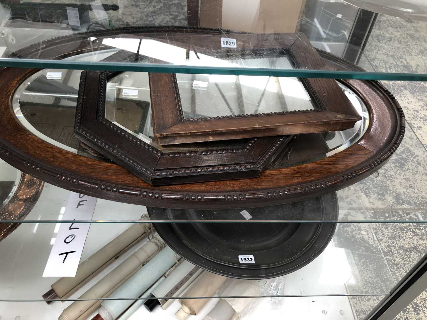 Lot 1929 - Three various oak framed mirrors