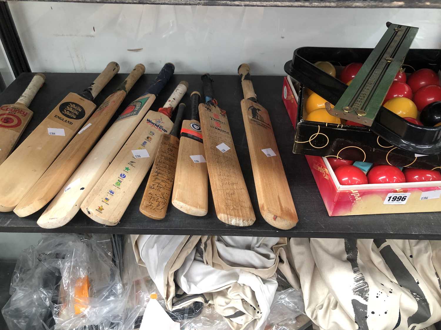 Lot 1996 - Nine souvenir miniature cricket bats, together...
