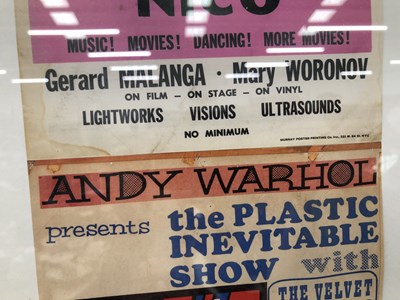 Lot 2016 - A frame of three Andy Warhol fliers together...