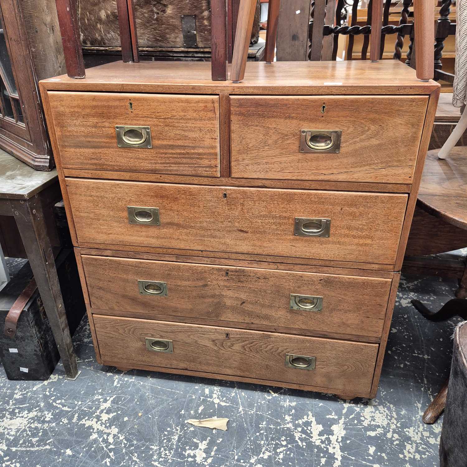 Lot 2328 - A two-part campaign chest.