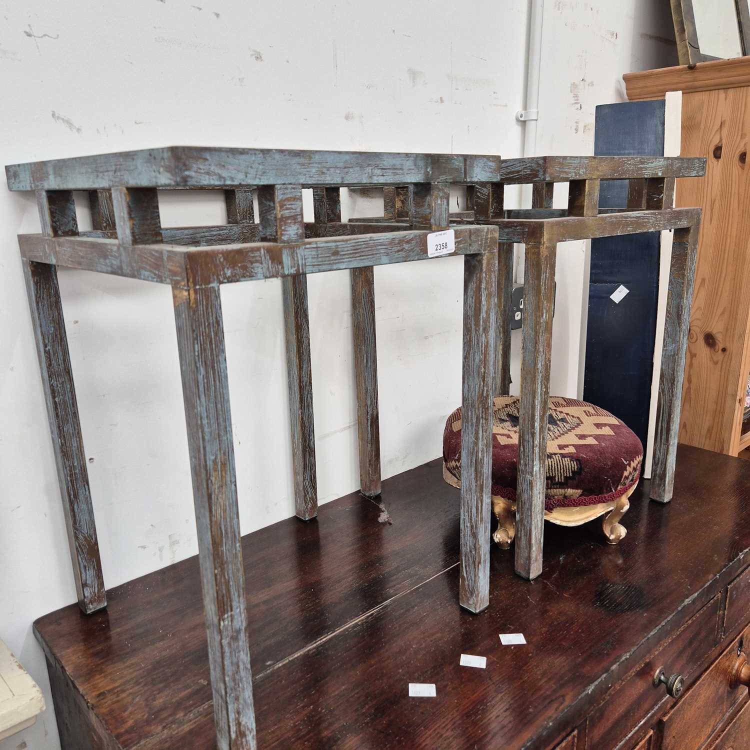 Lot 2358 - A pair of designer brass table bases.