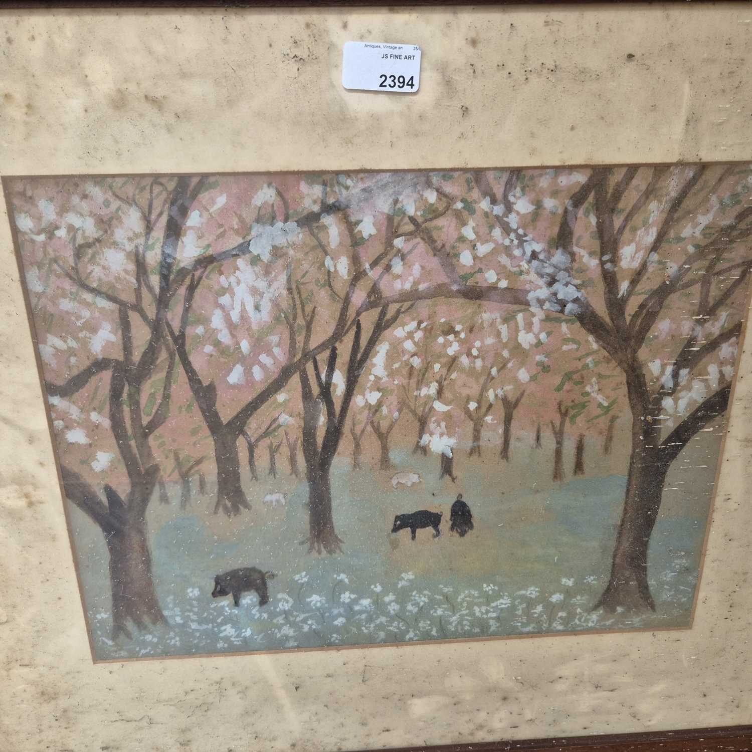 Lot 2394 - Naive school, truffle pigs in an orchard.