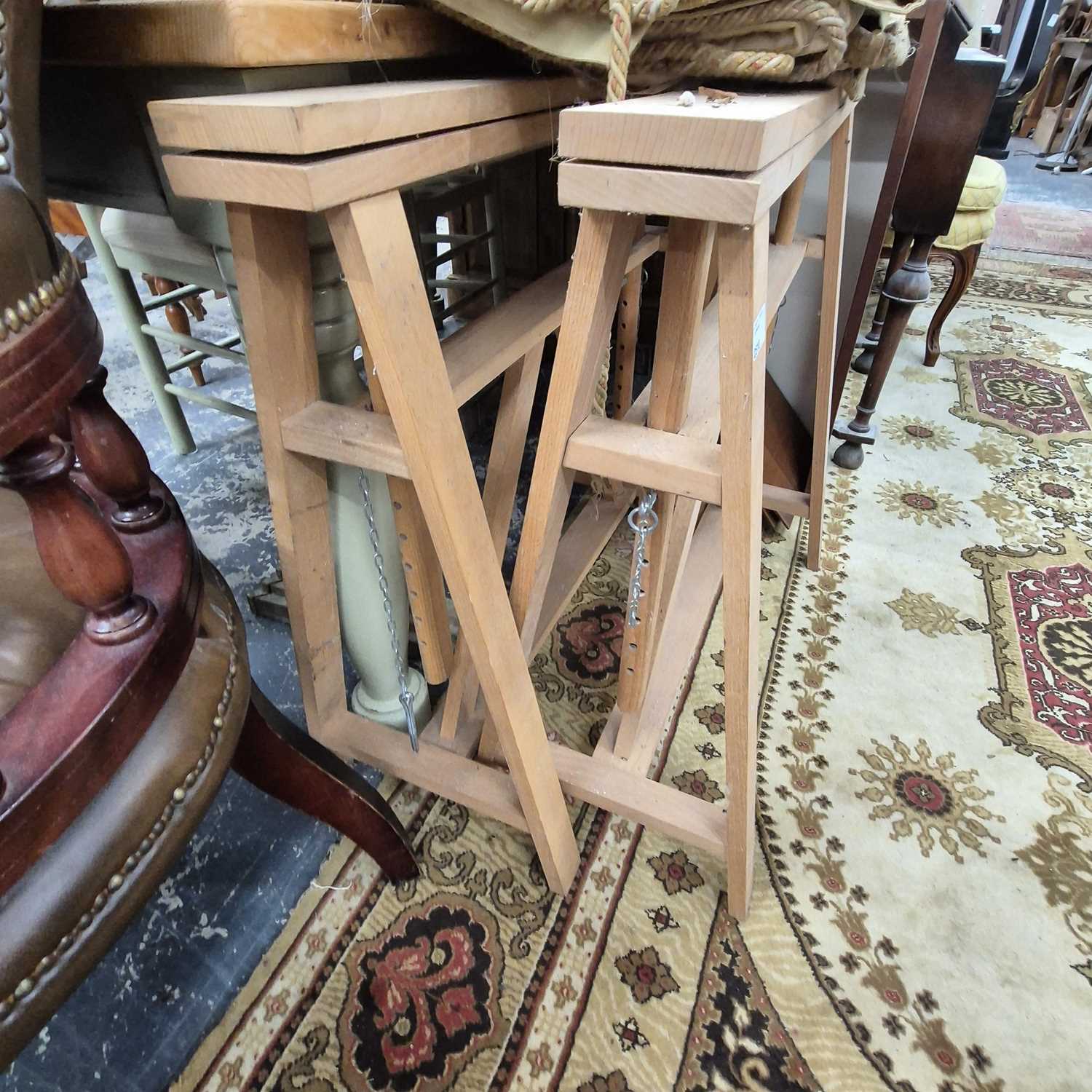 Lot 2510 - A pair of adjustable height trestles.