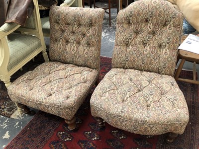 Lot 2524 - A pair of Victorian button-back nursing chairs.