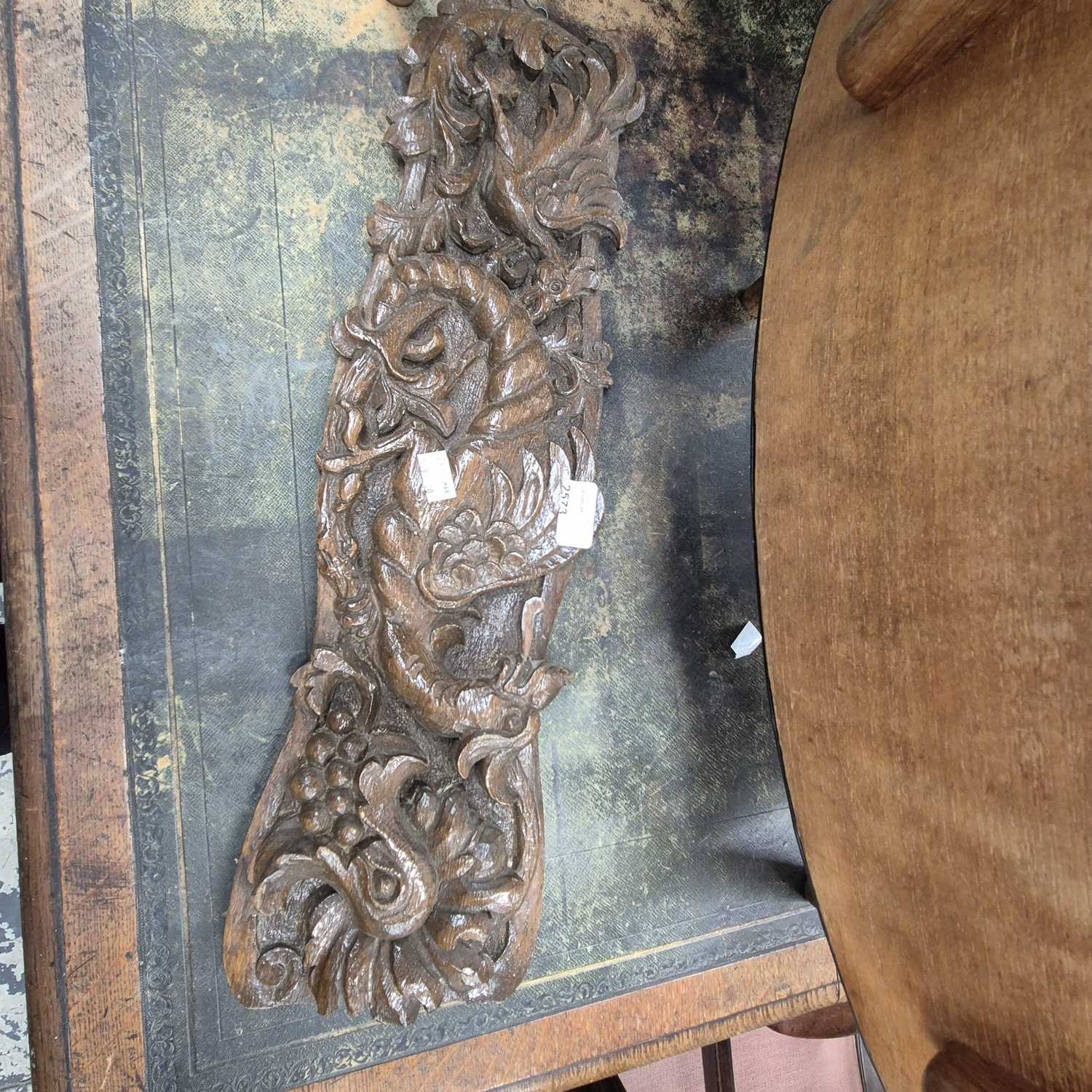 Lot 2573 - 19th-century carved oak element.