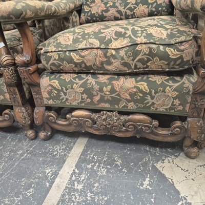 Lot 2698 - A pair of Jacobean-style wing armchairs.