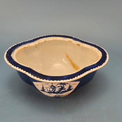 Lot 212 - A Bow powder blue ground sauce boat and cover...