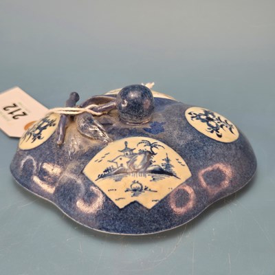 Lot 212 - A Bow powder blue ground sauce boat and cover...