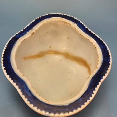 Lot 212 - A Bow powder blue ground sauce boat and cover...