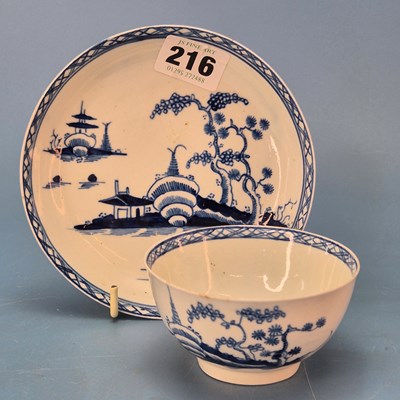 Lot 216 - A Christian Liverpool blue and white tea bowl...