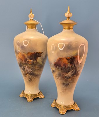 Lot 225 - A pair of Royal Worcester vases, date code for...
