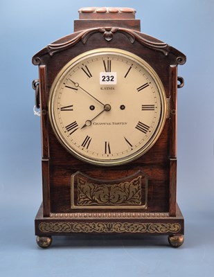 Lot 232 - A brass inlaid rosewood cased fusee mantel...