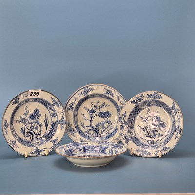 Lot 235 - A set of three 18th century Chinese blue and...
