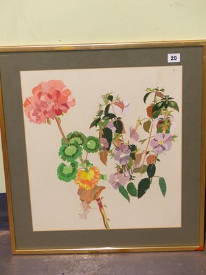 Lot 20 - 20th-century school. Study of wild flowers....