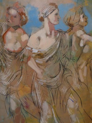 Lot 27 - 20th-century school. Three graces. oil on...