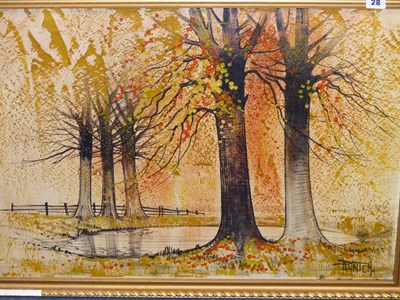 Lot 28 - Colin Paynton (B.1946) ARR. Trees and pond....