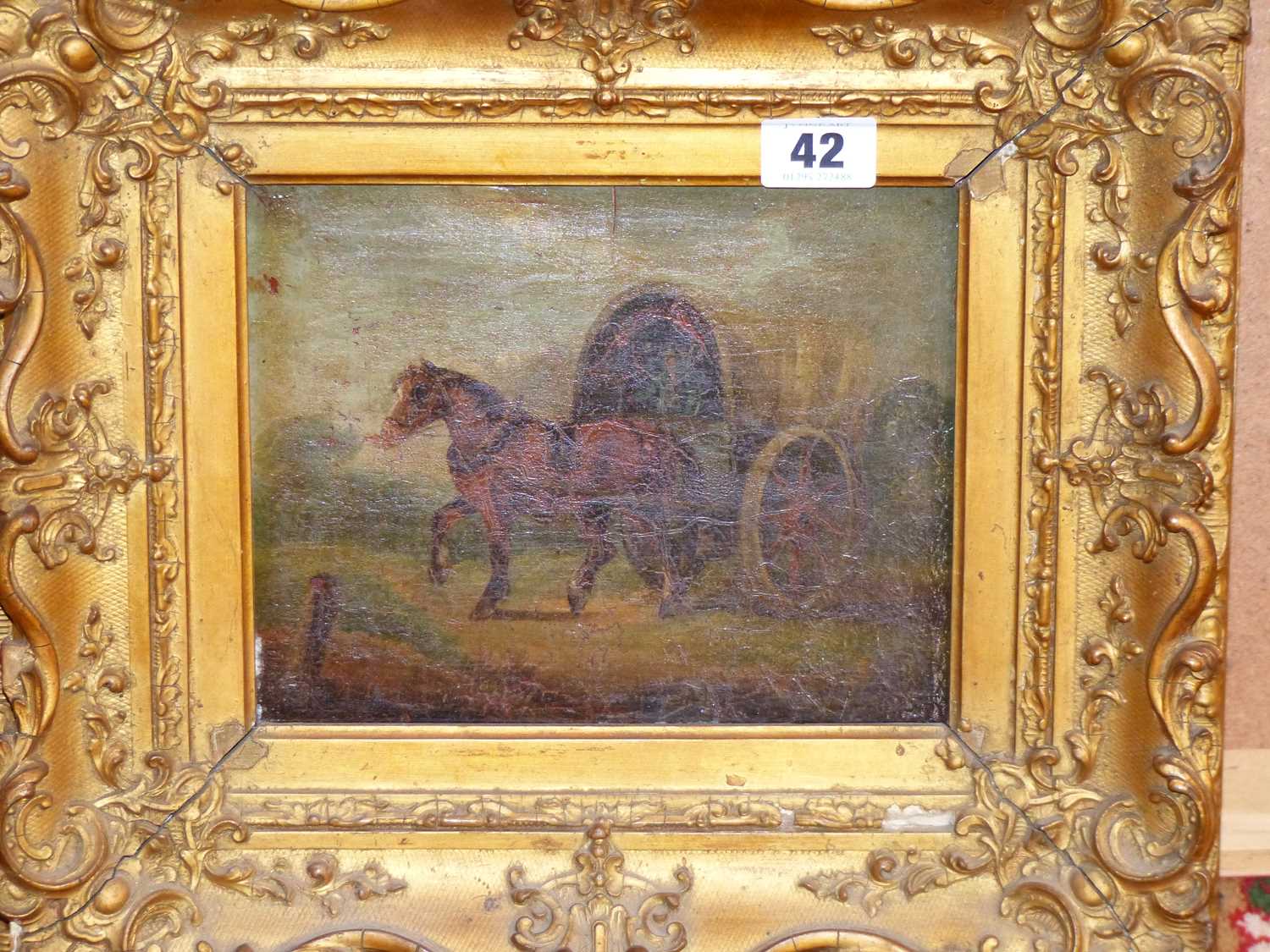 Lot 42 - 19th-century English school. Horse and covered...