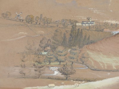 Lot 51 - 19th-century school. Distant church and...