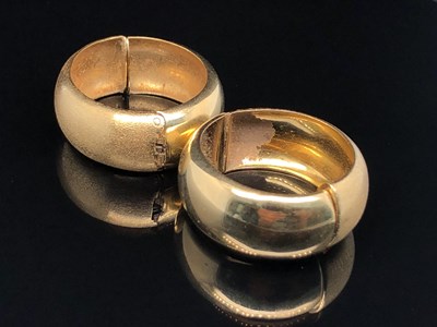 Lot 10 - A pair of vintage clip-on hoop earrings. The...