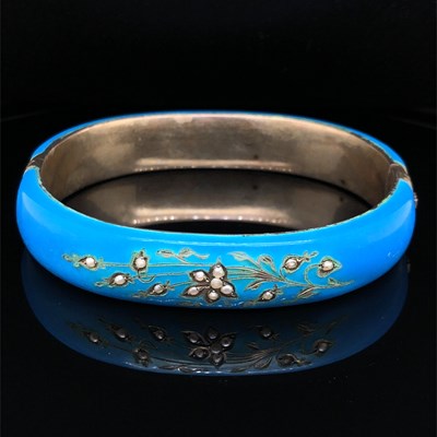Lot 22 - A late 19th-century birds egg blue enamel and...