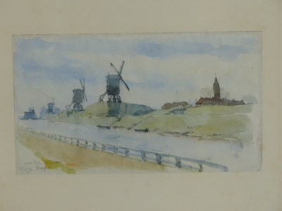 Lot 71 - 19th-century English school. Windmills near...