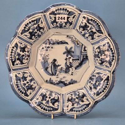 Lot 244 - A Frankfurt type Delft blue and white dish,...