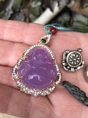 Lot 246 - Two Chinese white metal good luck pendants,...