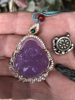 Lot 246 - Two Chinese white metal good luck pendants,...