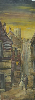 Lot 94 - Edward Elliot. 20th century. Street scene at...