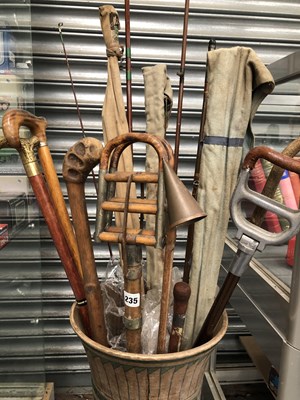 Lot 235 - An antique bamboo shooting stick, various...