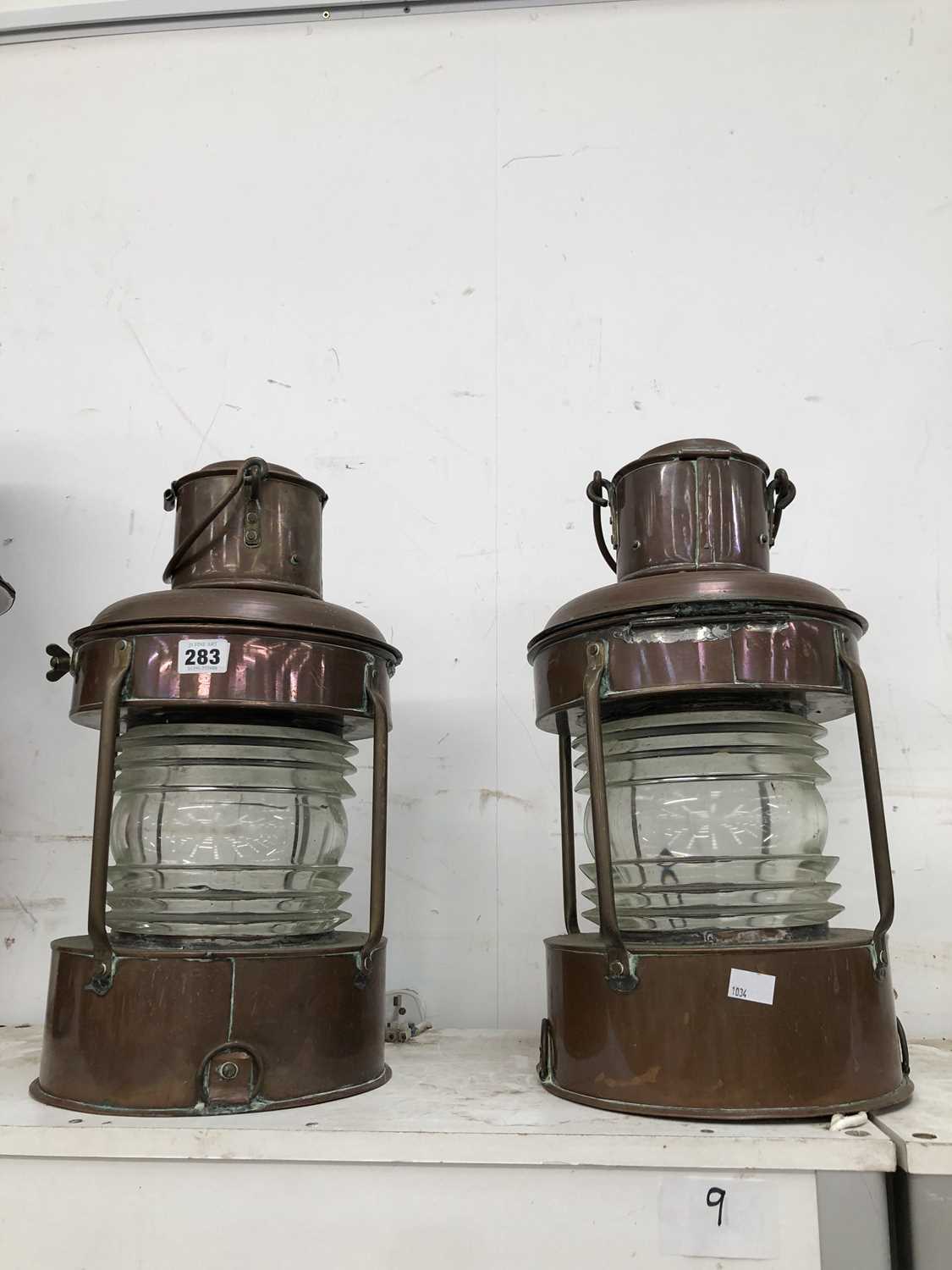 Lot 283 - A pair of copper ship's masthead lamps.
