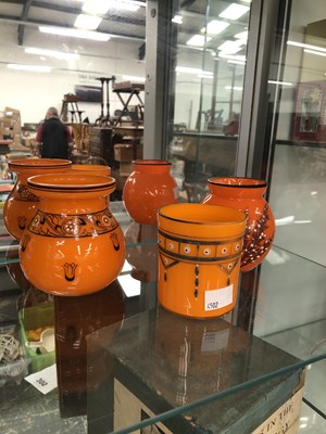 Lot 303 - A vintage Lucite bag and three vintage orange...